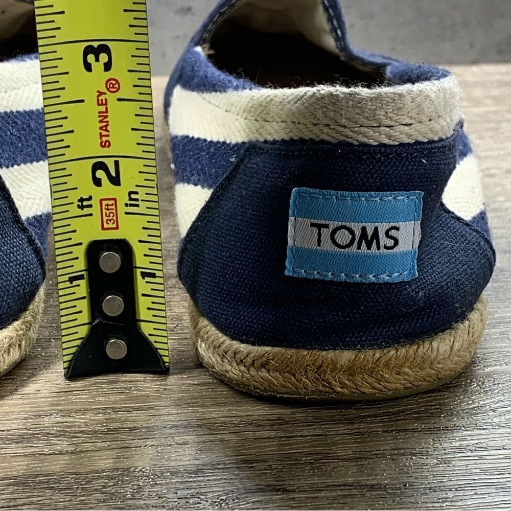 TOMS~Women’s~Navy/Ivory Stripe Espadrille Canvas Flats~Size 9 - Picture 5 of 9